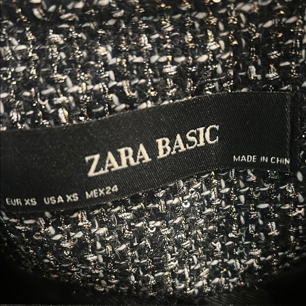 🎉3X HOST PICK🎉 Zara Black & Silver Tweed Jacket with Fringe Trim - Picture 11 of 11